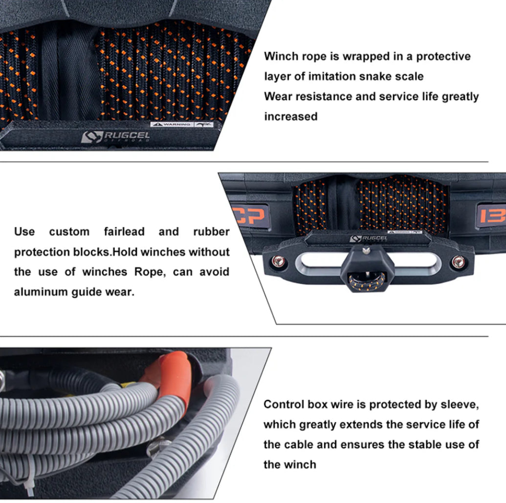 RUGCEL EMCP 13,500LB WINCH WITH SYNTHETIC ROPE