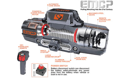 RUGCEL EMCP 13,500LB WINCH WITH SYNTHETIC ROPE